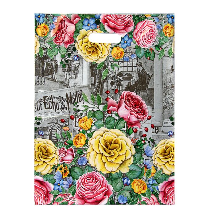 Пакет "Винтаж", полиэтиленовый с вырубной ручкой 36,5 х 48 см, 50 мкм