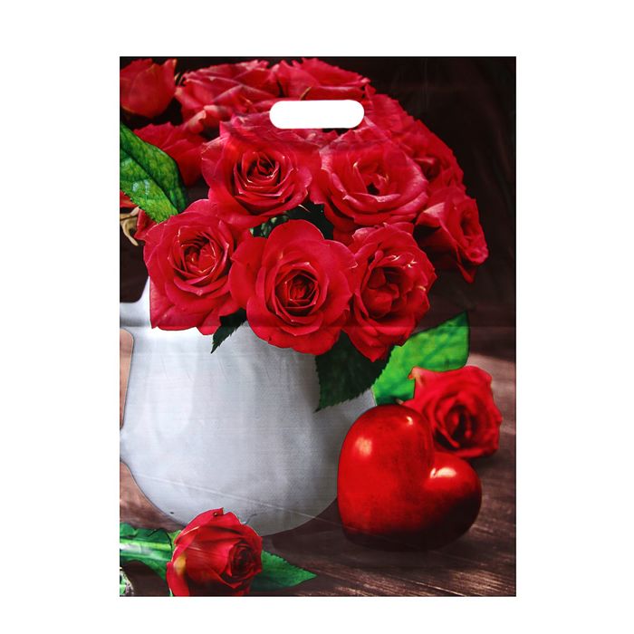 Пакет "С любовью", полиэтиленовый с вырубной ручкой 36,5 х 48 см, 50 мкм