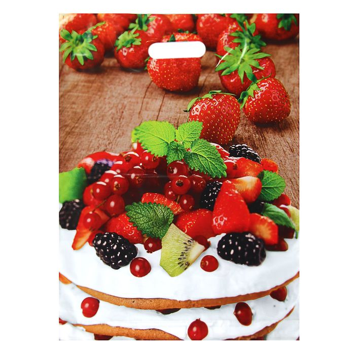 Пакет "Ягодное настроение", полиэтиленовый с вырубной ручкой 36,5 х 48 см, 50 мкм