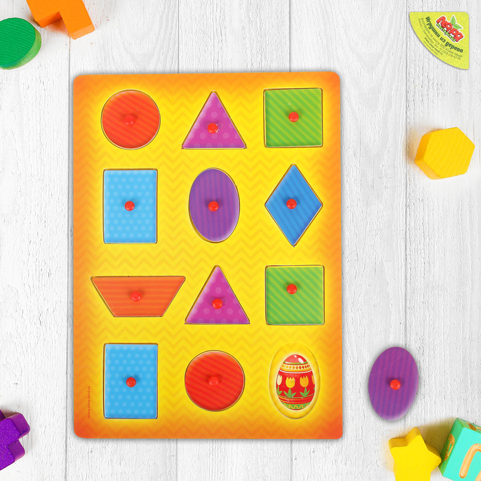 Рамка-вкладыш Монтессори "Геометрия", 12 элементов