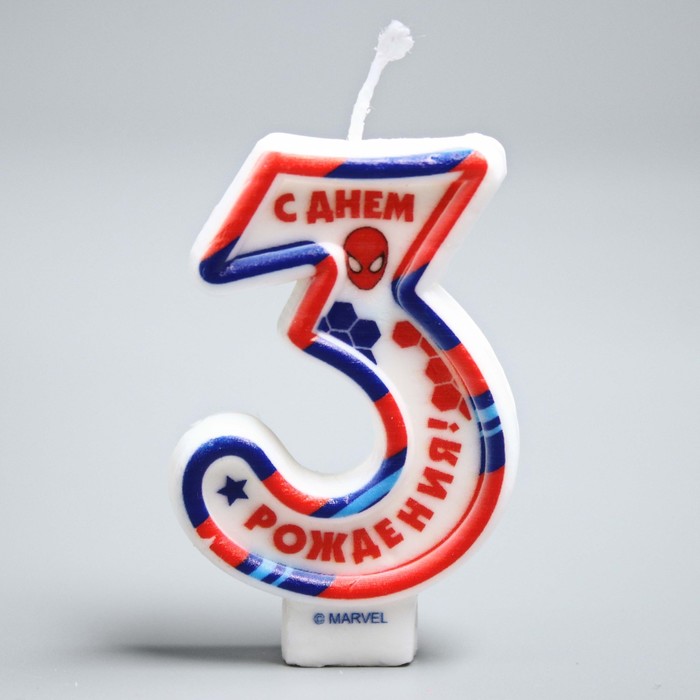 Свеча в торт 3 "С днем Рождения", Человек Паук