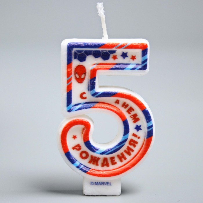 Свеча в торт 5 "С днем Рождения", Человек Паук