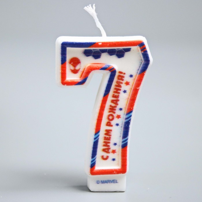 Свеча в торт 7 "С днем Рождения", Человек Паук