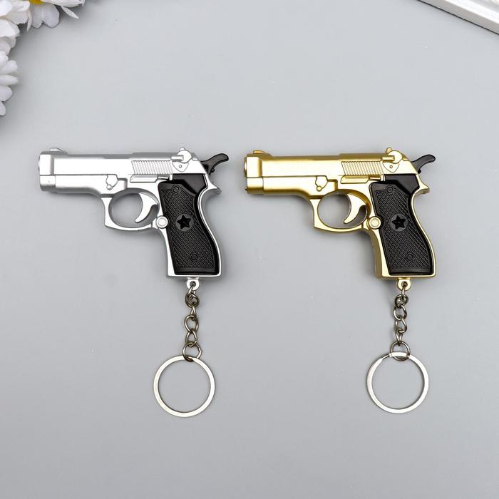 Фонарик лазер пластик "Пистолет" МИКС 6х8х1,6 см