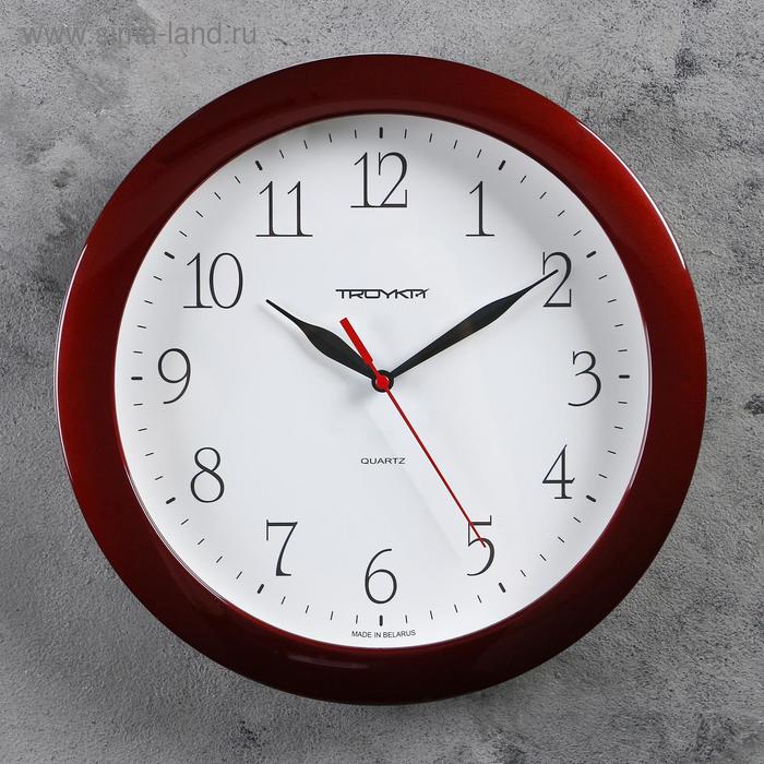 Часы настенные, серия: Классика, d=29 см, коричневый обод
