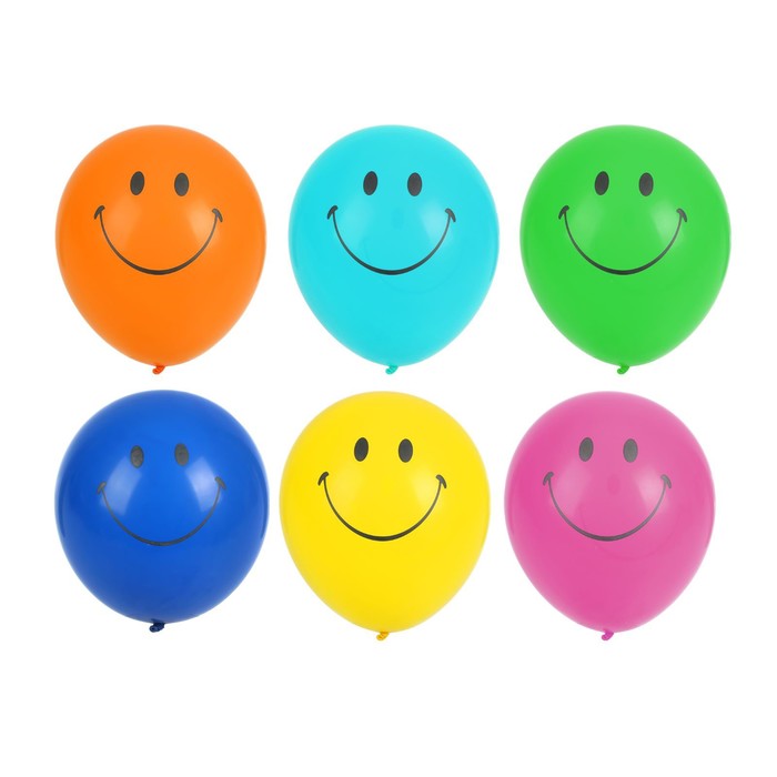 Шар латексный 12" "Смайл", пастель, набор 50 шт., цвета МИКС