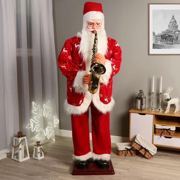 Дед Мороз "Музыкант", в шубке с оленями, английская мелодия