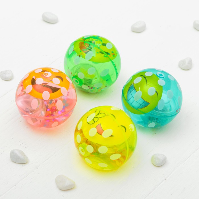 Мяч световой "Смайлик" с водой 6,5 см, цвета МИКС