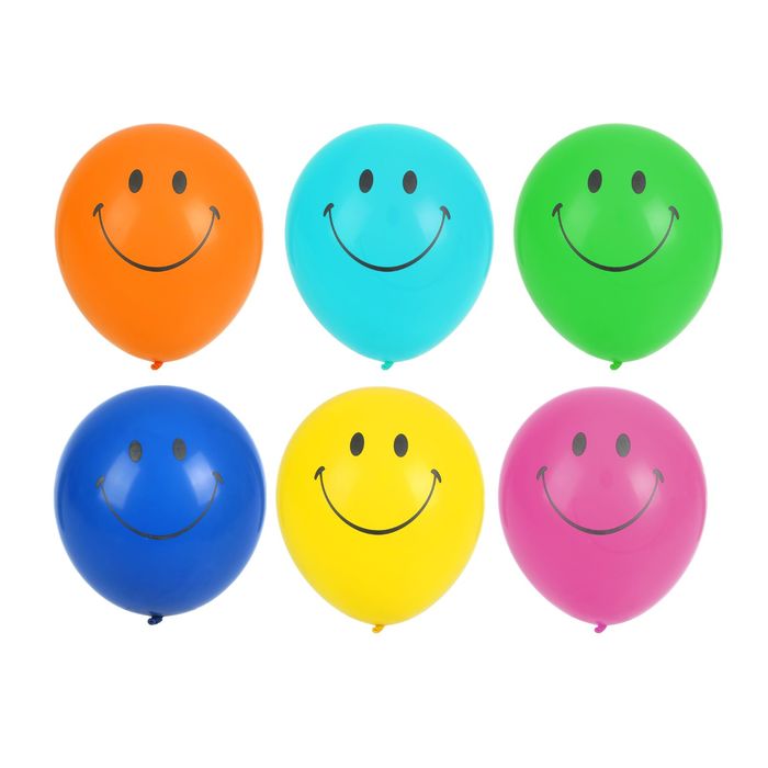 Шар латексный 12" "Смайл", пастель, набор 12 шт., цвета МИКС