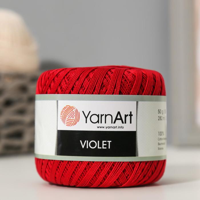 Пряжа "Violet" 100% хлопок 282м/50гр (5020 т.красный)