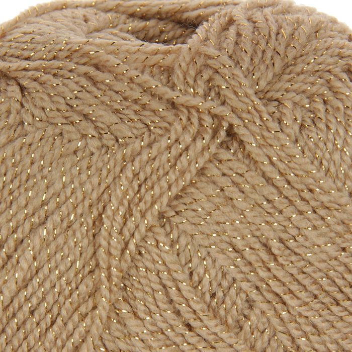 Пряжа "Gold" 92% акрил, 8% металлик 400м/100гр (9048 бежевый с люрексом)