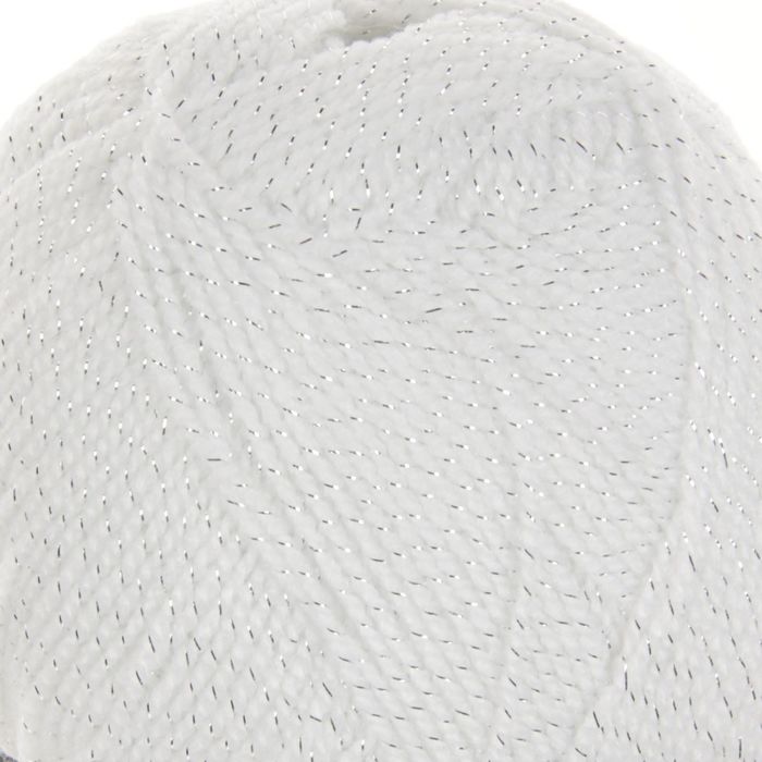 Пряжа "Gold" 92% акрил, 8% металлик 400м/100гр (9051 белый с серебром)