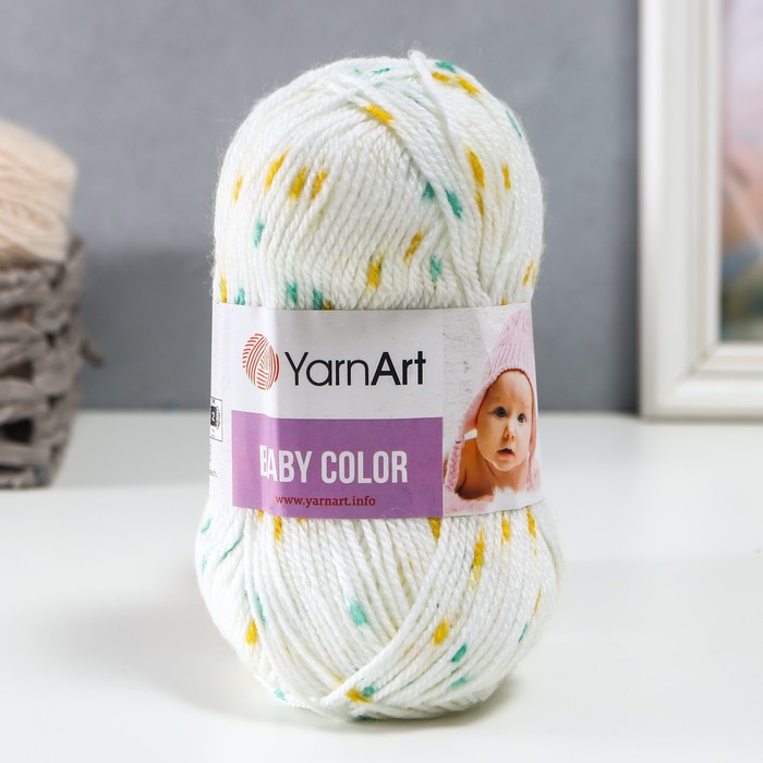 

Пряжа "Baby color" 100% акрил 150м/50гр (5133 бел-желт-зелен)