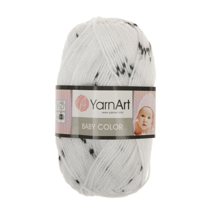Пряжа "Baby color" 100% акрил 150м/50гр (273 бел с черным)