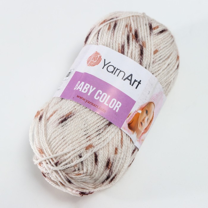 

Пряжа "Baby color" 100% акрил 150м/50гр (269 бел с беж-коричн)