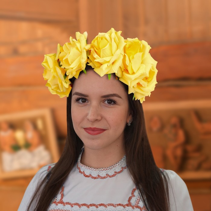 Кокошник "Розы", цвет желтый
