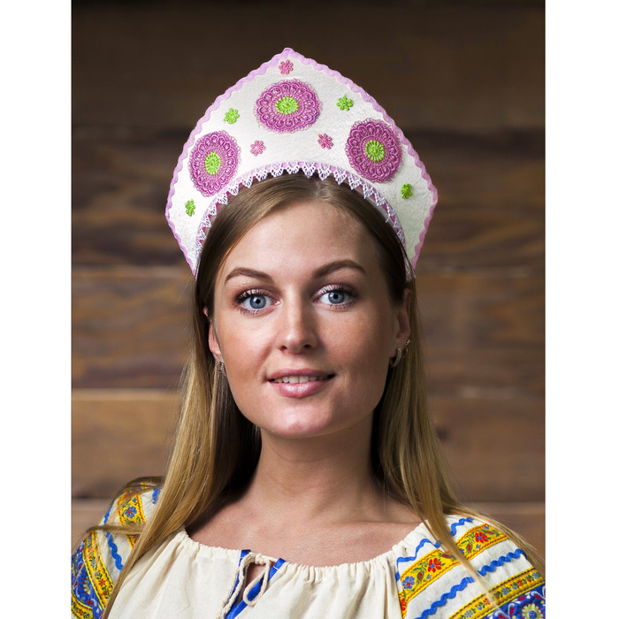 Кокошник "Забава", цвет розовый