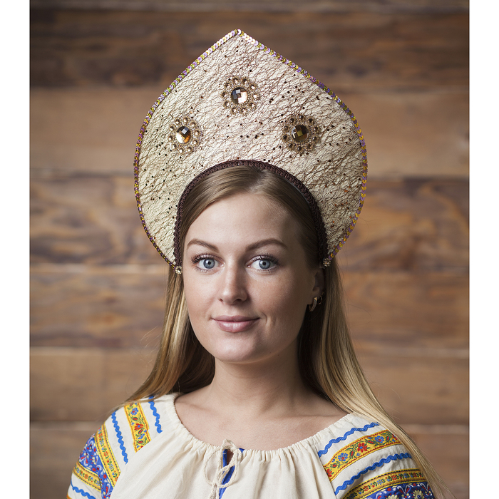 Кокошник "Паутинка-1", цвет желто-коричневый