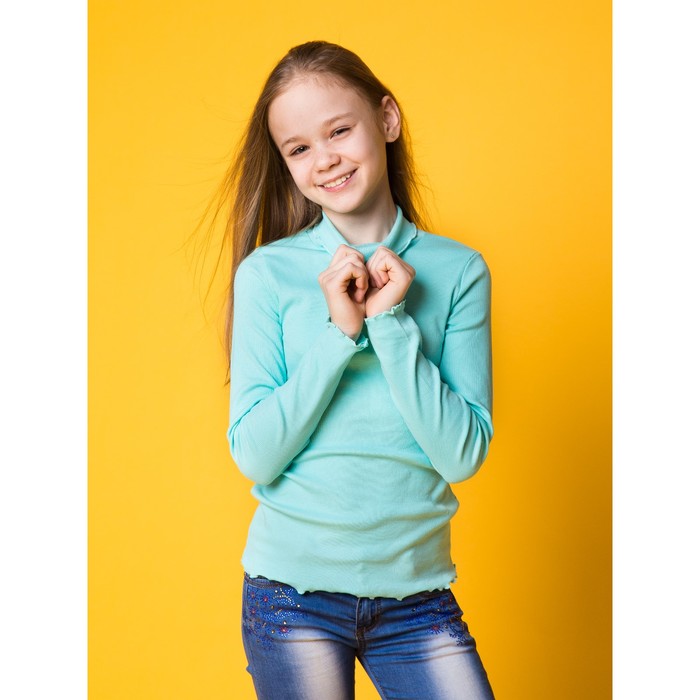 Водолазка для девочки, рост 140 см, цвет бирюзовый