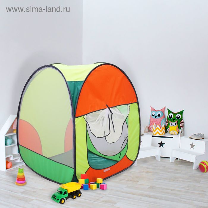 фото Палатка квадратная "радужный домик", 4 грани, цв.: зеленый/оранж/лимон/салатовый belon