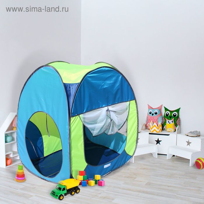 Палатка квадратная «Радужный домик», 4 грани, цв.: василек/лимон/голубой, 75 × 75 × 90 см