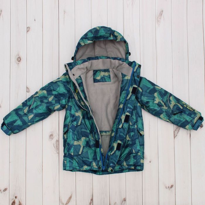 Куртка для мальчика "Геометрия", рост 122 см, цвет зелёный/синий