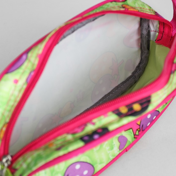 Набор косметичек школьный «Ягодки», на молнии, цвет зелёный