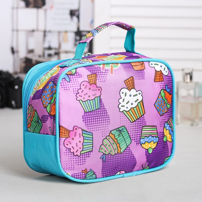 Набор косметичек школьный «Пироженка», на молнии, цвет сиреневый/голубой