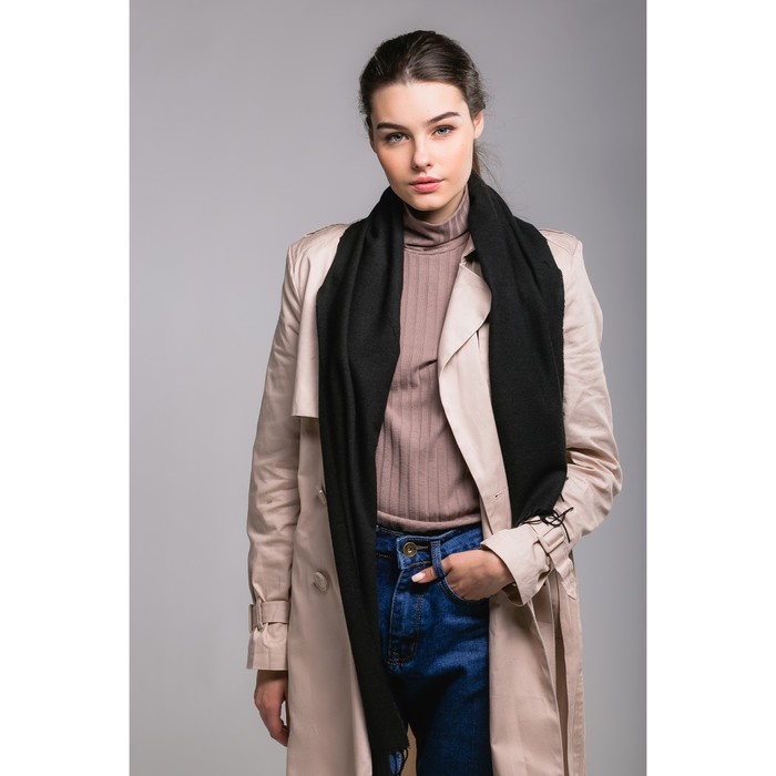 Палантин женский "Этель" Калейдоскоп (чёрный) 30*170 см, 50% п/э,50% акрил