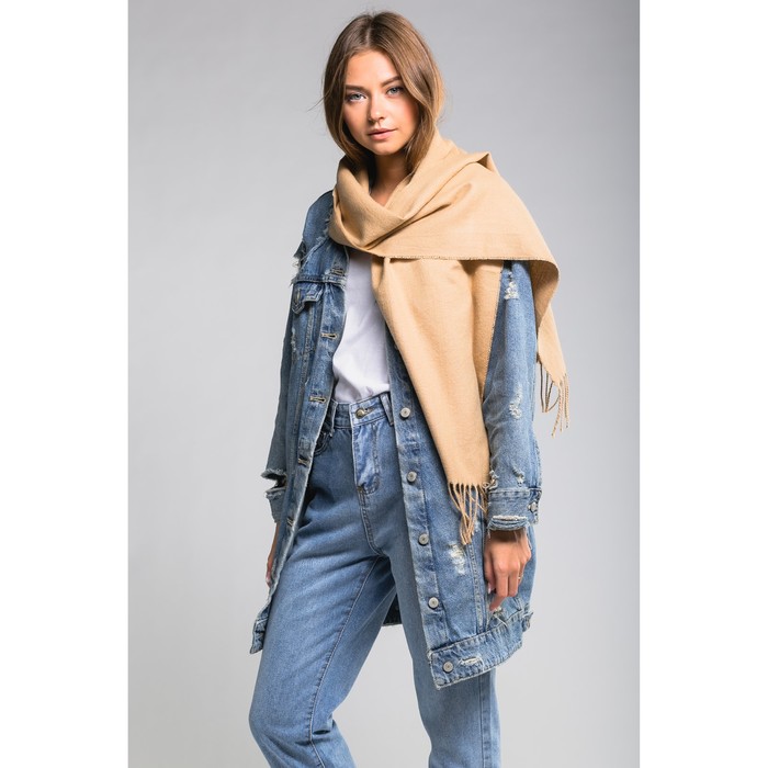 Палантин женский "Этель" Калейдоскоп (бежевый) 30*170 см, 50% п/э,50% акрил