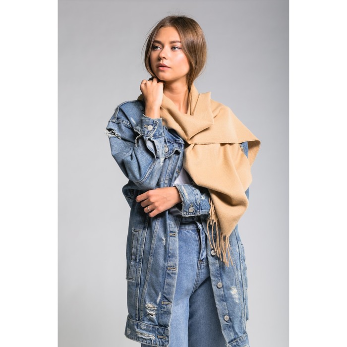 Палантин женский "Этель" Калейдоскоп (бежевый) 30*170 см, 50% п/э,50% акрил