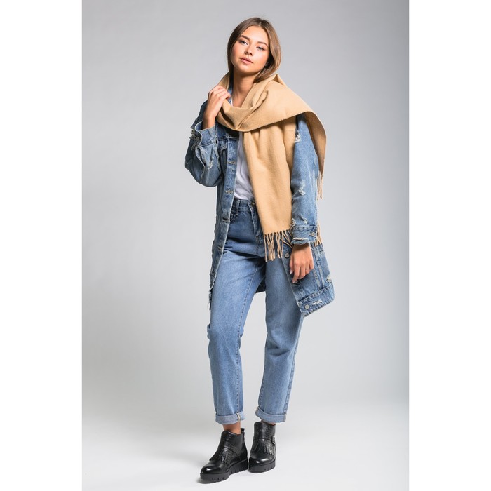 Палантин женский "Этель" Калейдоскоп (бежевый) 30*170 см, 50% п/э,50% акрил