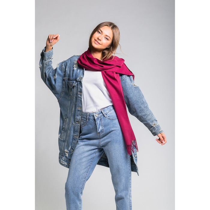 Палантин женский "Этель" Калейдоскоп (бордовый) 30*170 см, 50% п/э,50% акрил