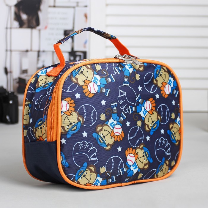 Набор косметичек школьный «Бейсбол», на молнии, сине/оранжевый