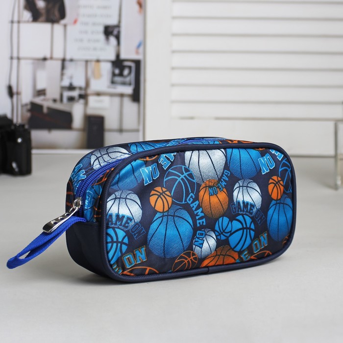 Набор косметичек школьный «Баскетбол», на молнии, цвет синий