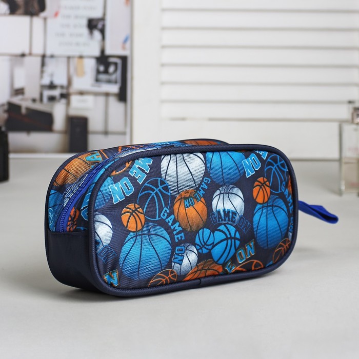 Набор косметичек школьный «Баскетбол», на молнии, цвет синий