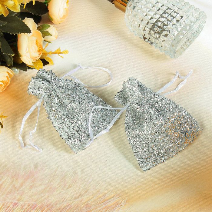 Мешочек подарочный "Дождик" 7*9, цвет серебристый