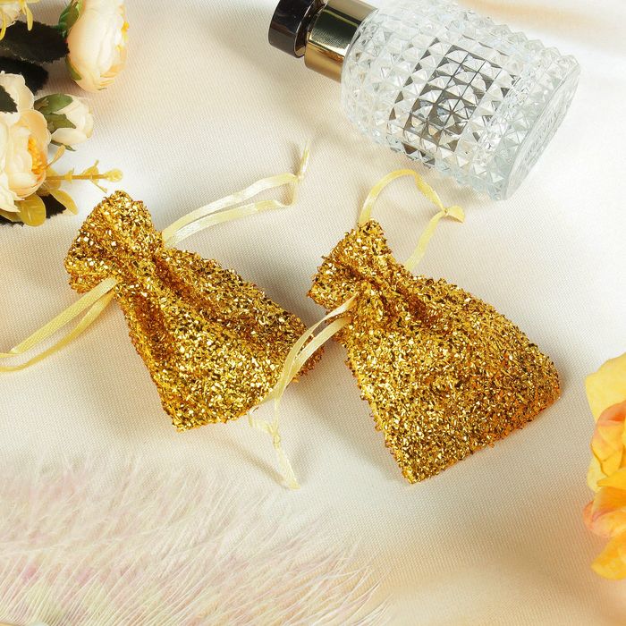 Мешочек подарочный "Дождик" 7*9, цвет золотой