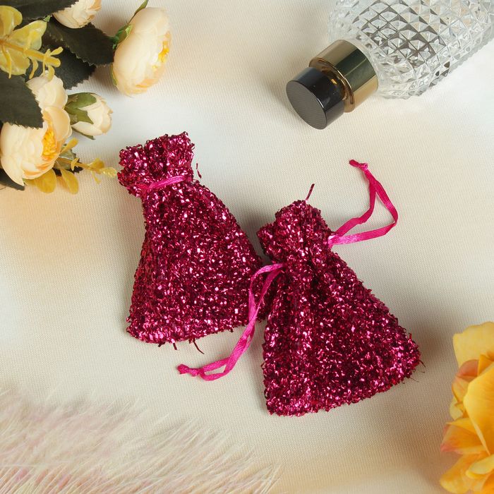 Мешочек подарочный "Дождик" 7*9, цвет малиновый