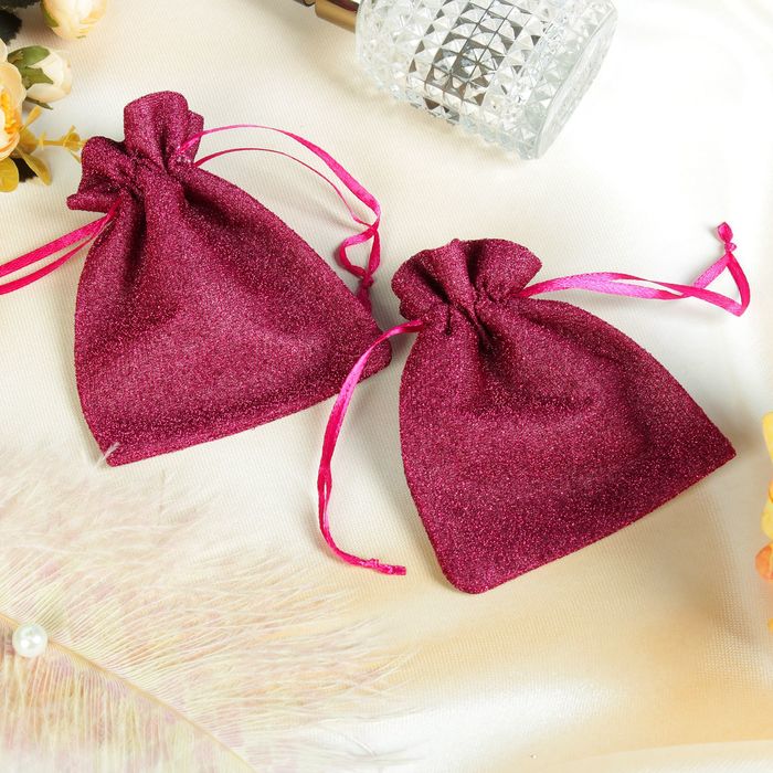 Мешочек подарочный "Люрекс" 10*12, цвет малиновый