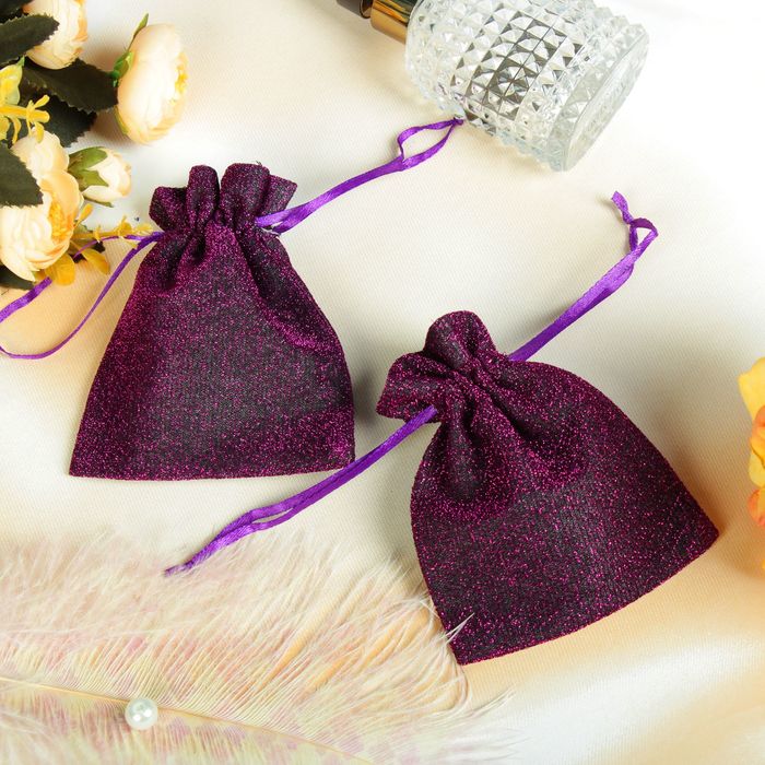 Мешочек подарочный "Люрекс" 10*12, цвет фиолетовый