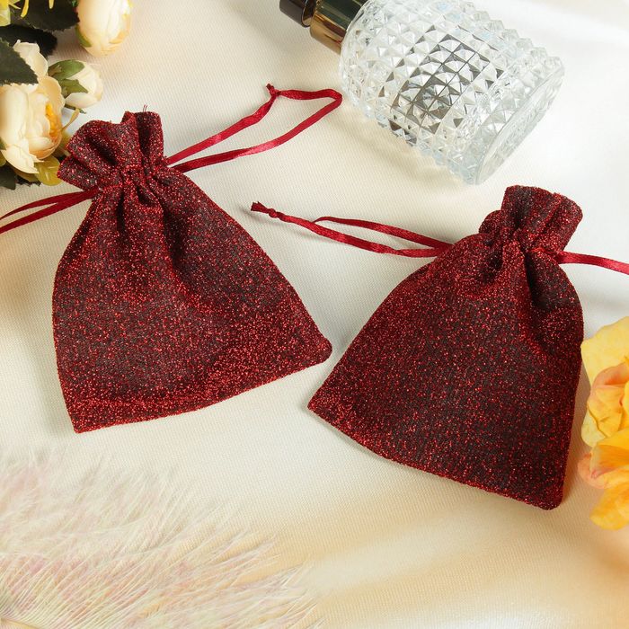 Мешочек подарочный "Люрекс" 10*12, цвет красный