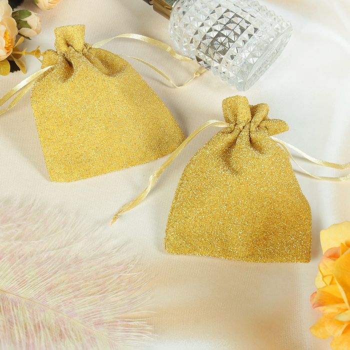 Мешочек подарочный "Люрекс" 10*12, цвет золотой
