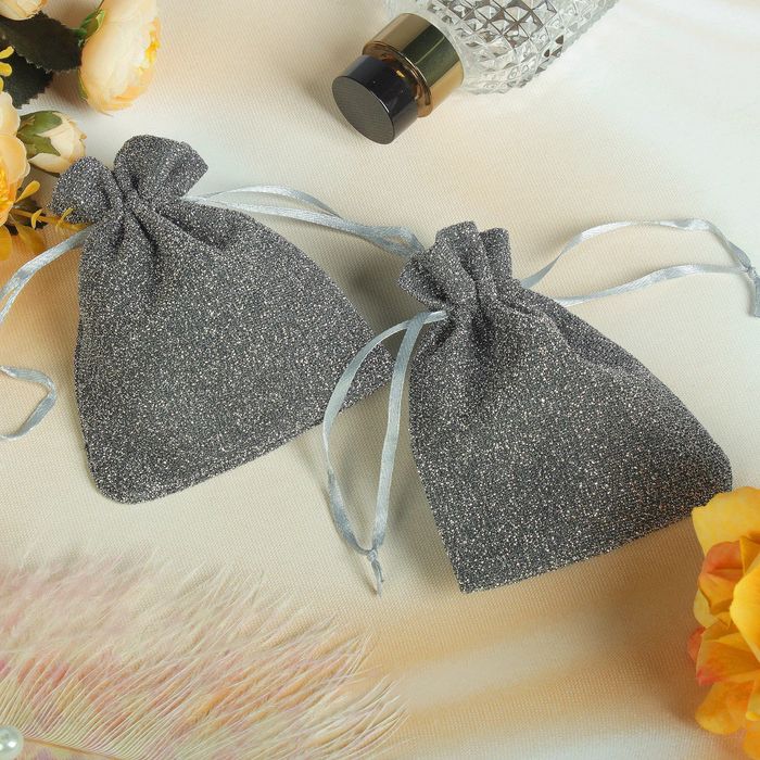 Мешочек подарочный "Люрекс" 10*12, цвет серебристый