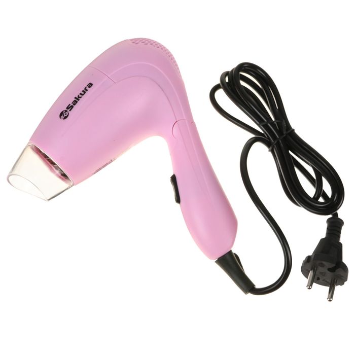 Фен для волос Sakura SA-4018P, 800 Вт, 2 режима, складная ручка, насадка-концентратор