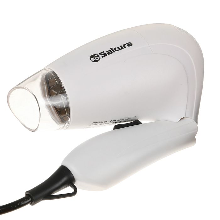 Фен для волос Sakura SA-4018W, 800 Вт, 2 режима, складная ручка, насадка-концентратор