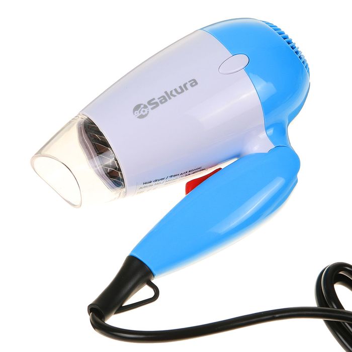 Фен для волос Sakura SA-4019BL, 800 Вт, 2 режима, складная ручка, насадка-концентратор