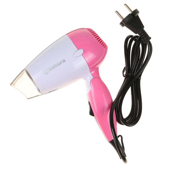 Фен для волос Sakura SA-4019P, 800 Вт, 2 режима, складная ручка, насадка-концентратор