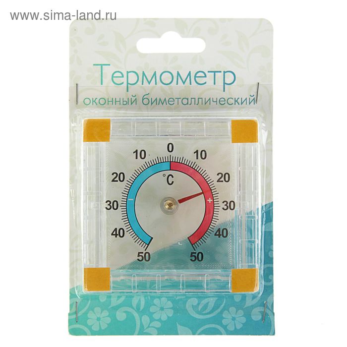 Термометр оконный ТББ Биметалический (t -50 + 50 С) квадратный в блистере