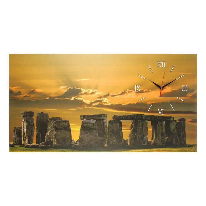 Часы на холсте "Стоунхендж", 50х100 см